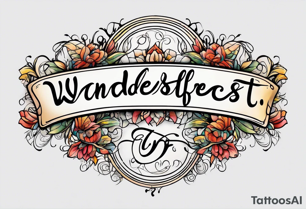 Spell out the word wanderlust in cursive tattoo idea