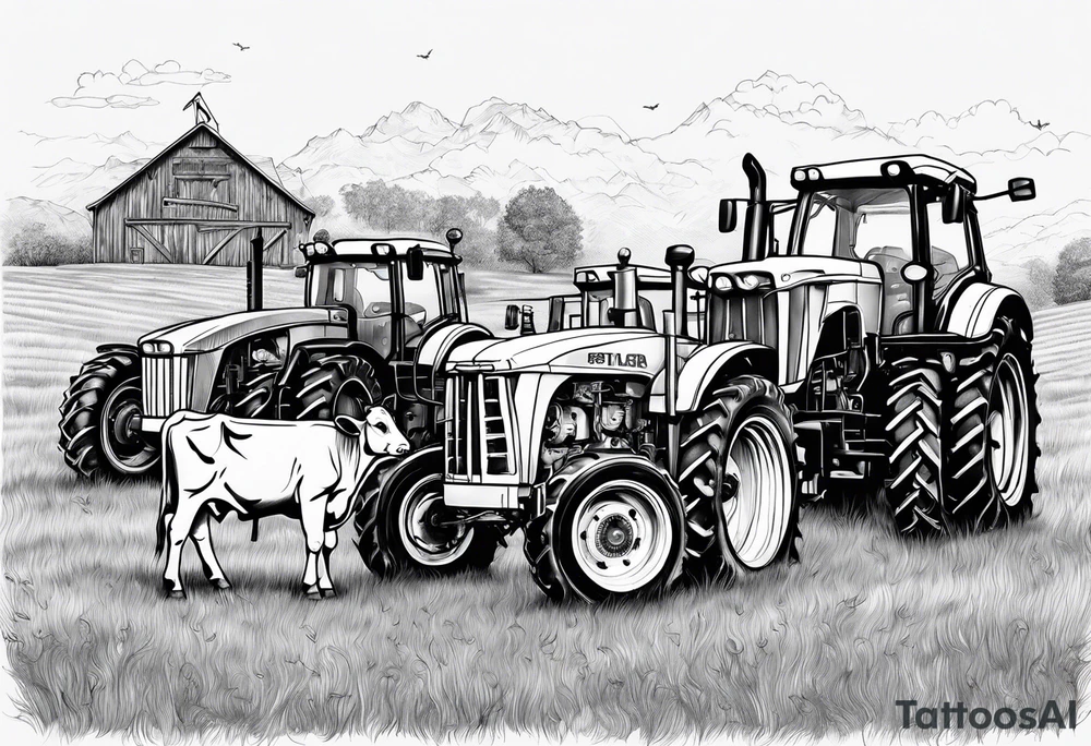 Cows, tractors, laer tattoo idea