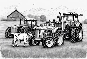 Cows, tractors, laer tattoo idea