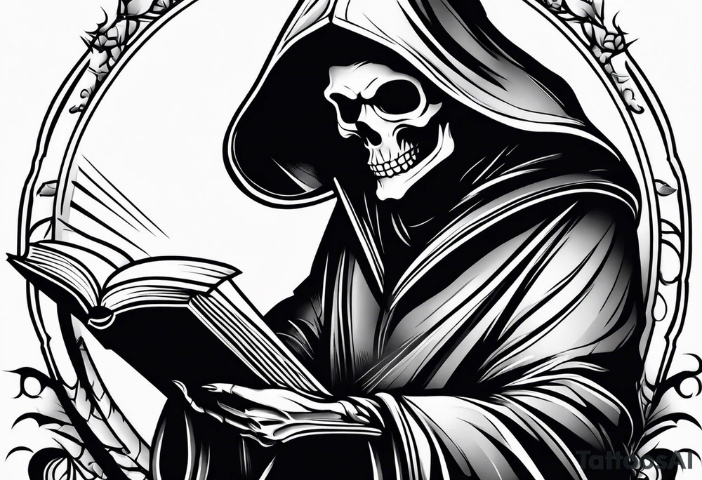 cute grim reaper sitting down reading books tattoo idea cute grim reaper sitting down reading books tattoo idea