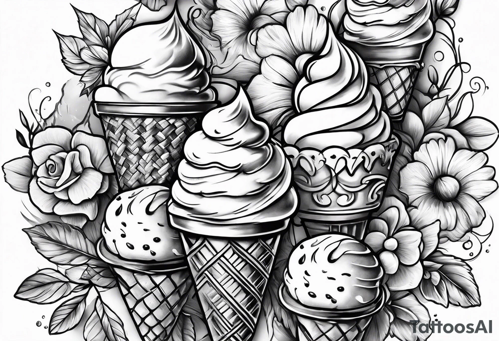 one scoop ice cream cone tattoo idea