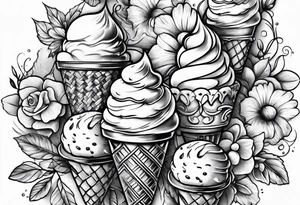 one scoop ice cream cone tattoo idea