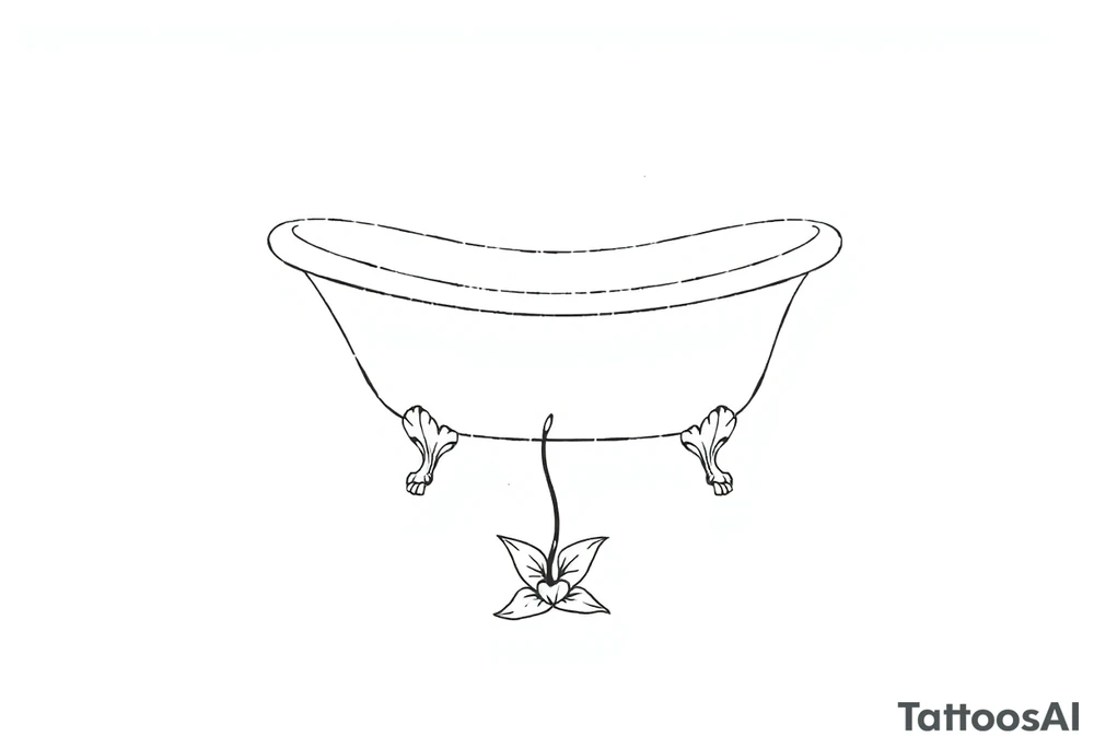 Clawfoot bathtub with lily coming up from tile floor tattoo idea