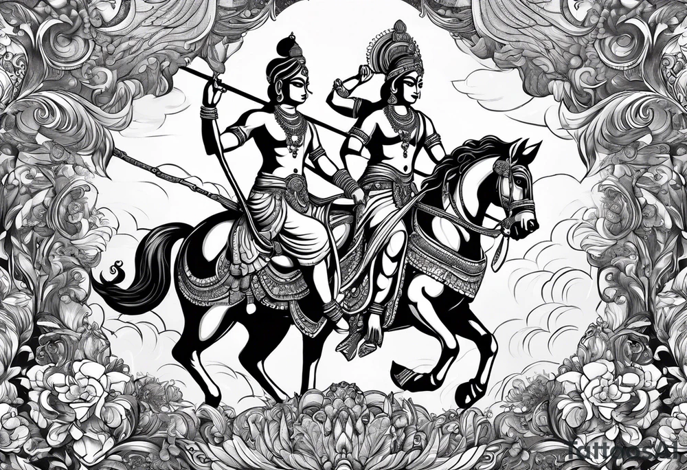 Lord krishna and arjun on a chariot tattoo idea