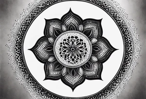 A feminin mandala with simple dit chain tattoo idea
