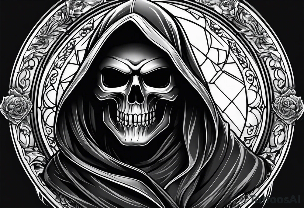 grim reaper no face skull tattoo idea