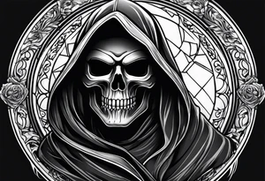 grim reaper no face skull tattoo idea