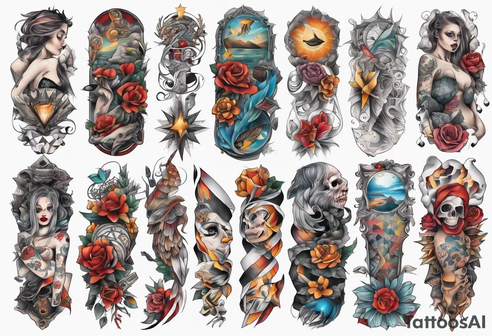 patchwork tattoo for full arms tattoo idea