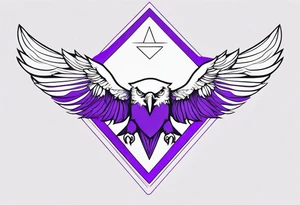 the outline of an eagle over an upside down purple triangle tattoo idea