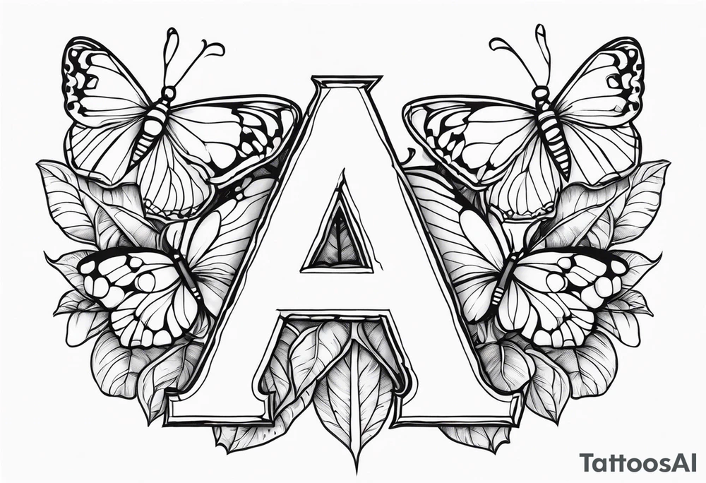 Letter A with butterfly tattoo idea