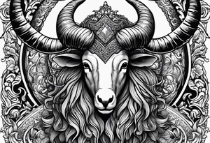fishing, ram's horns, knight's head, angel tattoo idea