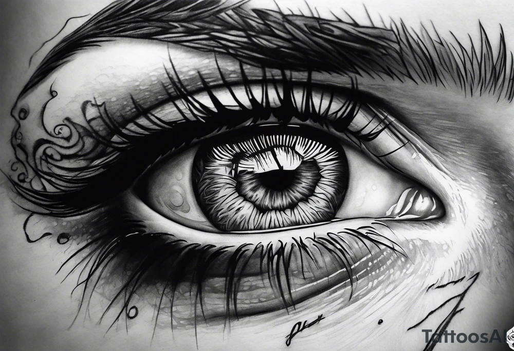 dead girl with eye reflection tattoo idea