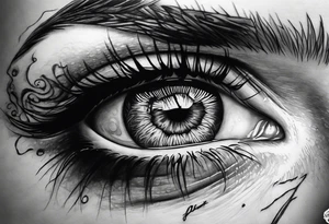 dead girl with eye reflection tattoo idea