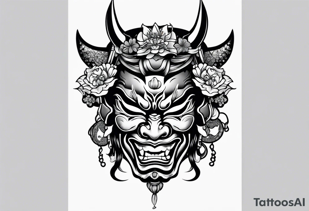 geisha  oni  mask tattoo idea