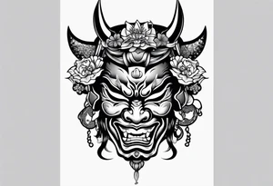 geisha  oni  mask tattoo idea