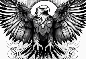 50/50 eagle male human spiritual warrior rebirth into light tattoo idea