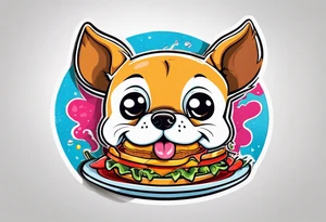 Dog eating food tattoo idea