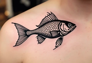 Blackwork Catfish Tattoo – A solid black ink catfish silhouette with detailed fin and barb textures created through negative space and dot shading. tattoo idea