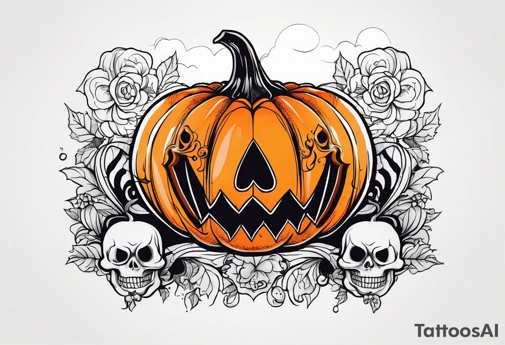 Anglais
dessine-moi un tatouage noir et blanc d'une citrouille avec une tête de mort qui fait peur
draw me a black and white tattoo of a pumpkin with a scary skull tattoo idea