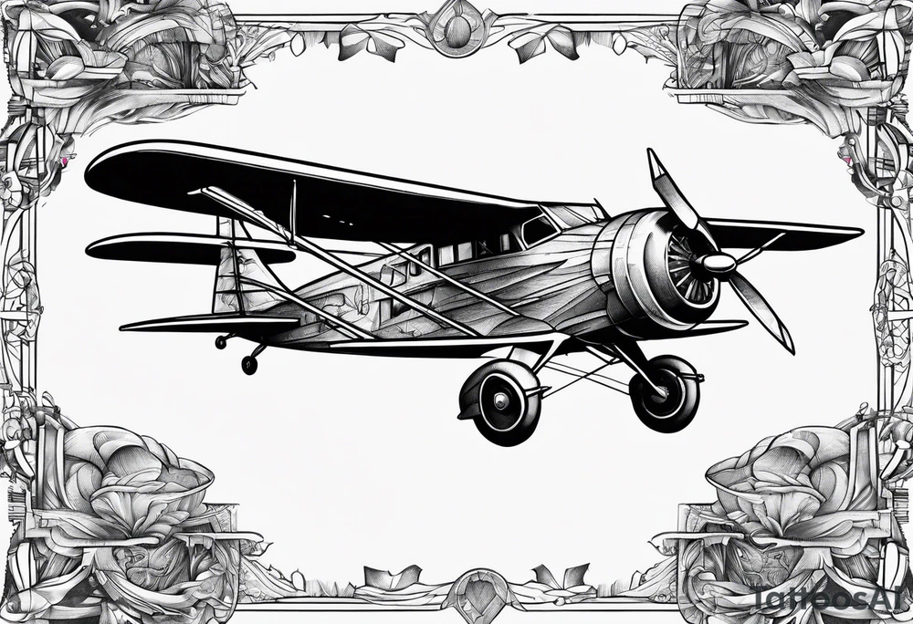 sketch of adventure plane in perspective from the bottom tattoo idea