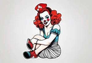 female pin up clown full body tattoo idea