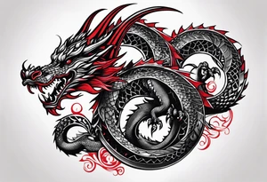 Red and black dragons tattoo idea