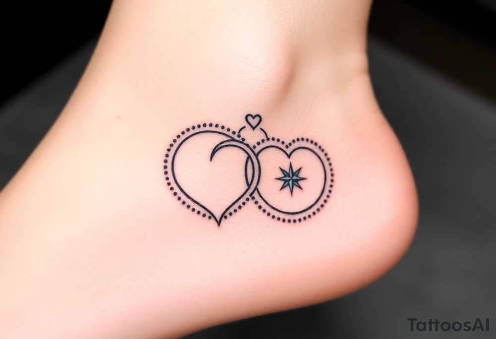 wedding rings tattoo with hearts and compass tattoo idea