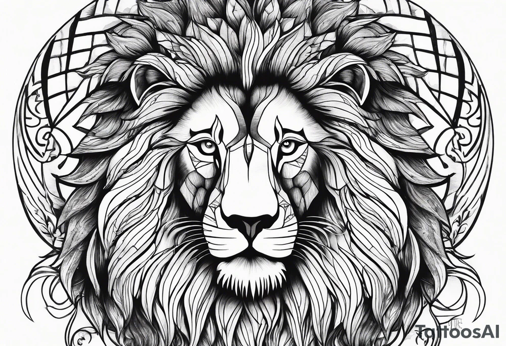 powerful majestic lion, close-up tattoo idea