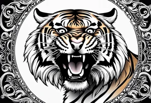 Tiger shouting tattoo idea