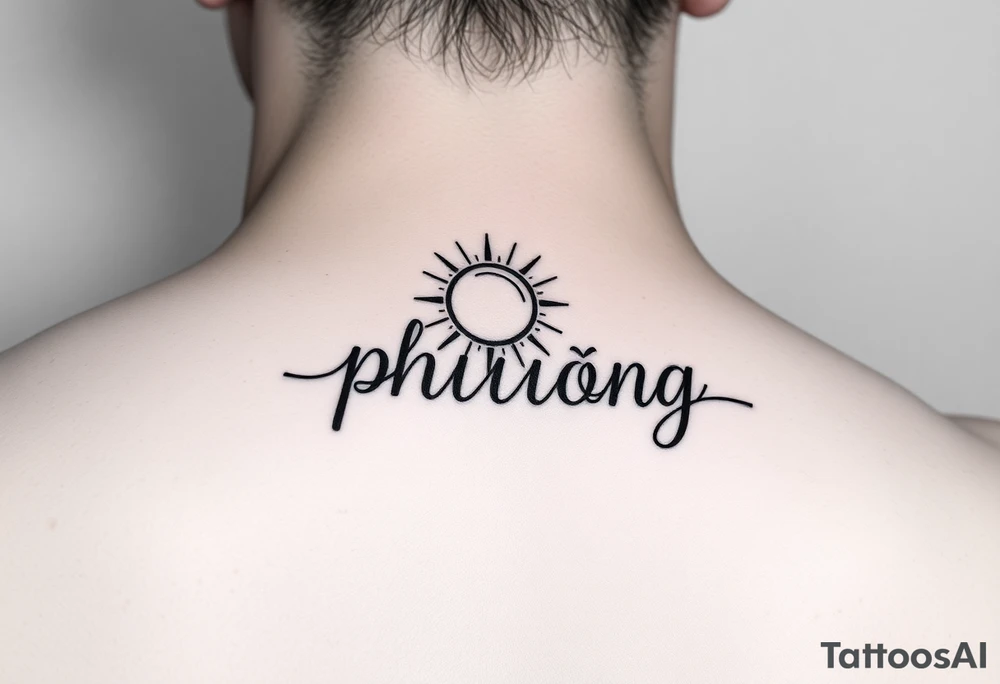 Word "phuong" written with sun tattoo idea