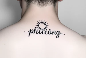 Word "phuong" written with sun tattoo idea