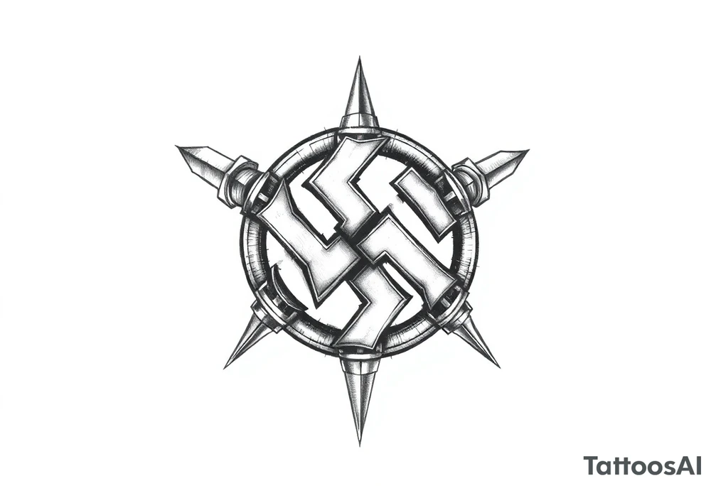 swastika tattoo with ss bolts tattoo idea