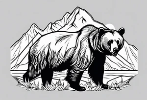 Grizzly bear outline and Teton mountain range tattoo idea
