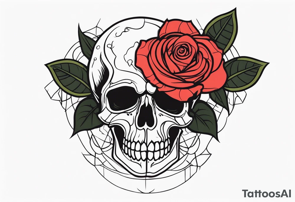 skull and roses tattoo idea