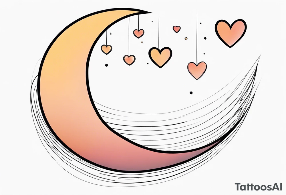 Crescent moon with a love heart inside tattoo idea