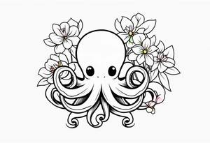 octopus holding flowers tattoo idea