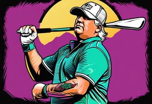 Golfer John Daly wearing the Infinity Gauntlet on one hand and holding a putter on the other hand on the 18th hole of the Masters. tattoo idea