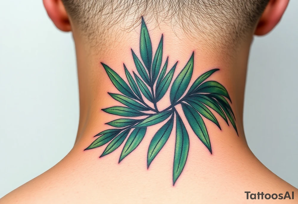 realistic large woven palm leaves tattoo idea