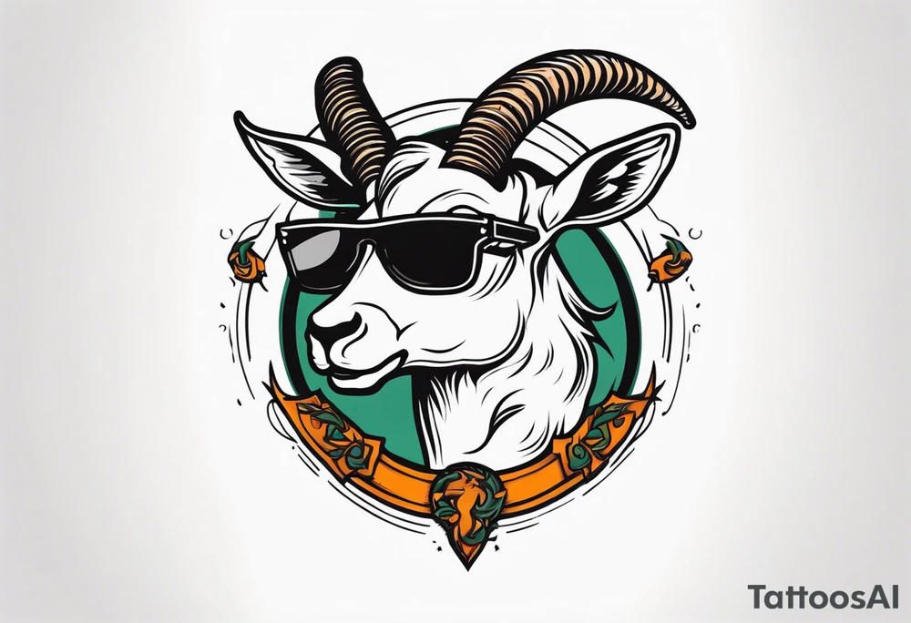 capricorn with sunglasses and gun tattoo idea