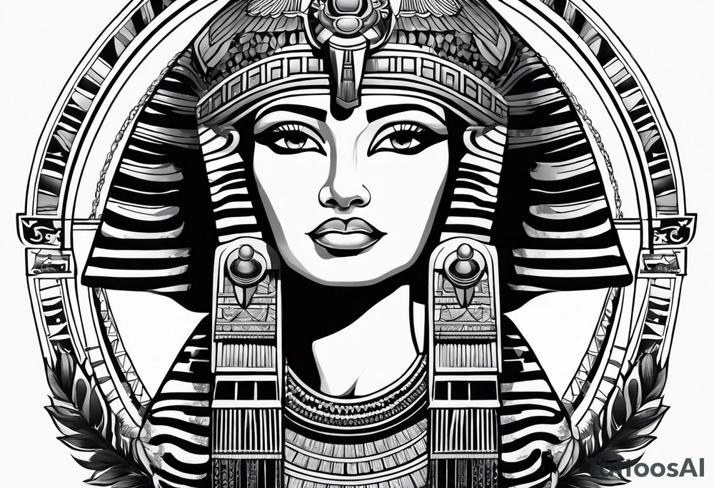 black and white Egyptian goddess Isis tattoo idea