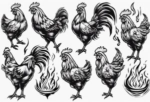 Chicken on fire tattoo idea