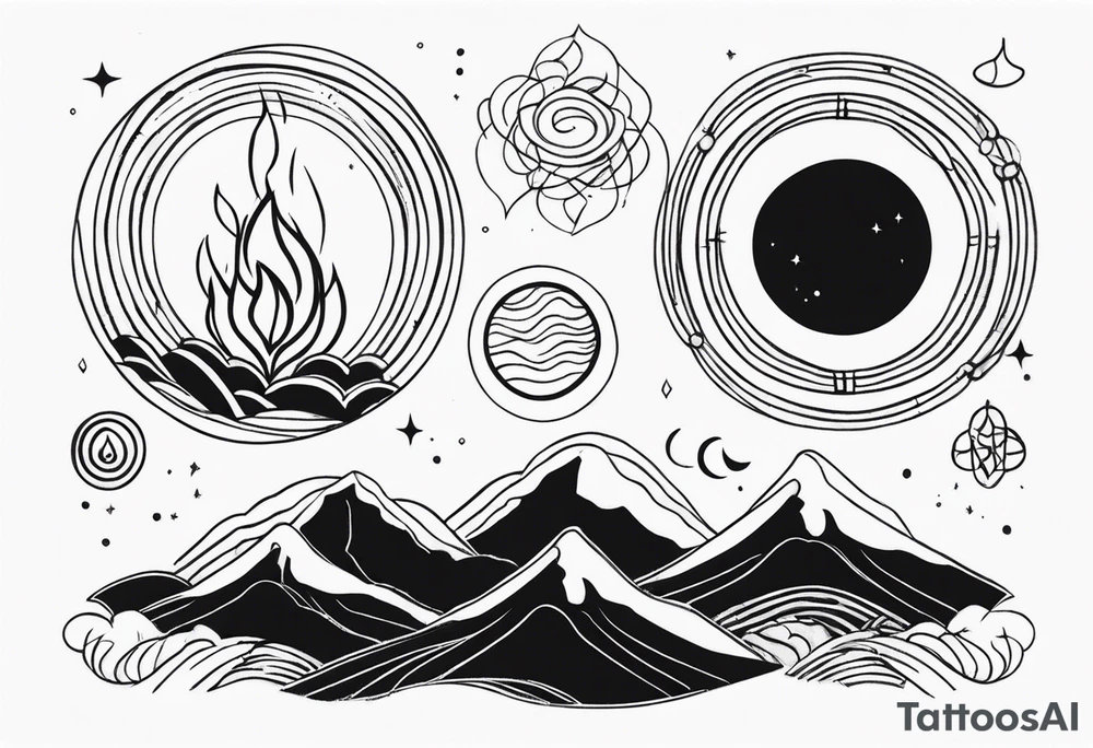 three elements: fire, air, earth tattoo idea