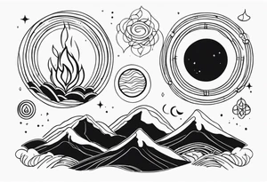 three elements: fire, air, earth tattoo idea