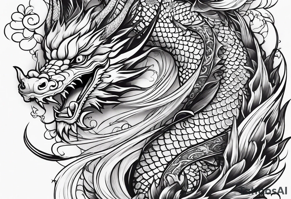dragon and koi fish tattoo idea