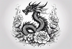 Design for tattoo sleeve - dragon with flowers tattoo idea