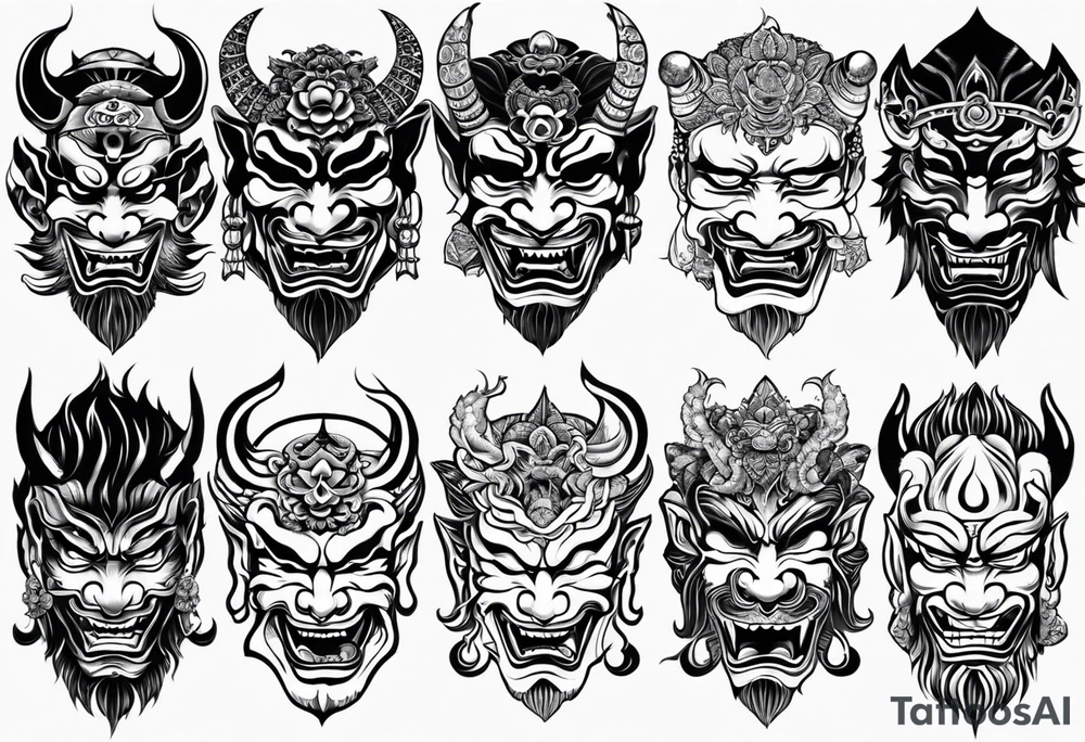 The Japanese say you have three faces. The first face, you show to the world. The second face, you show to your close friends and your family. The third face, you never show anyone. japanese demon tattoo idea tattoo idea