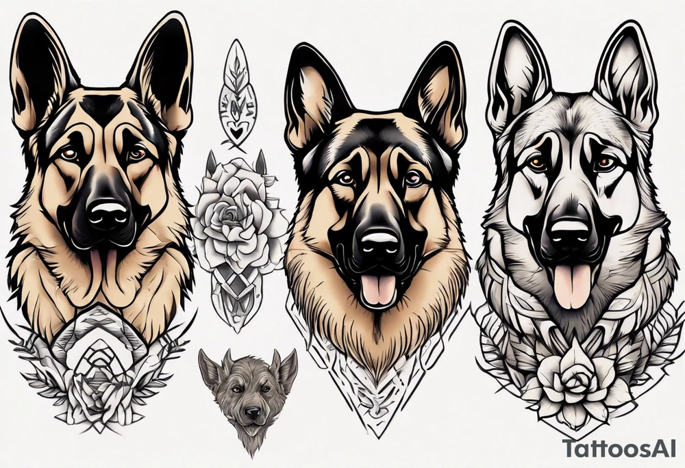 German shepherd portrait tattoo idea