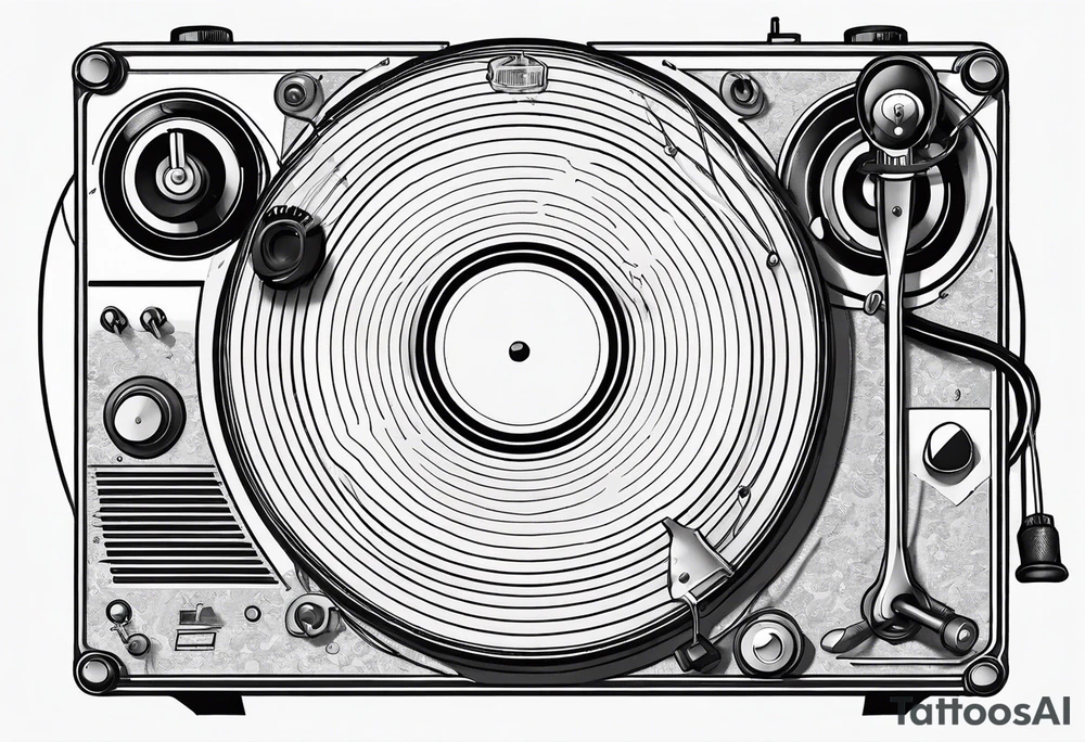 Recordplayer finline art minimalistic 2D tattoo idea
