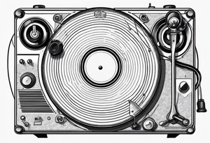 Recordplayer finline art minimalistic 2D tattoo idea