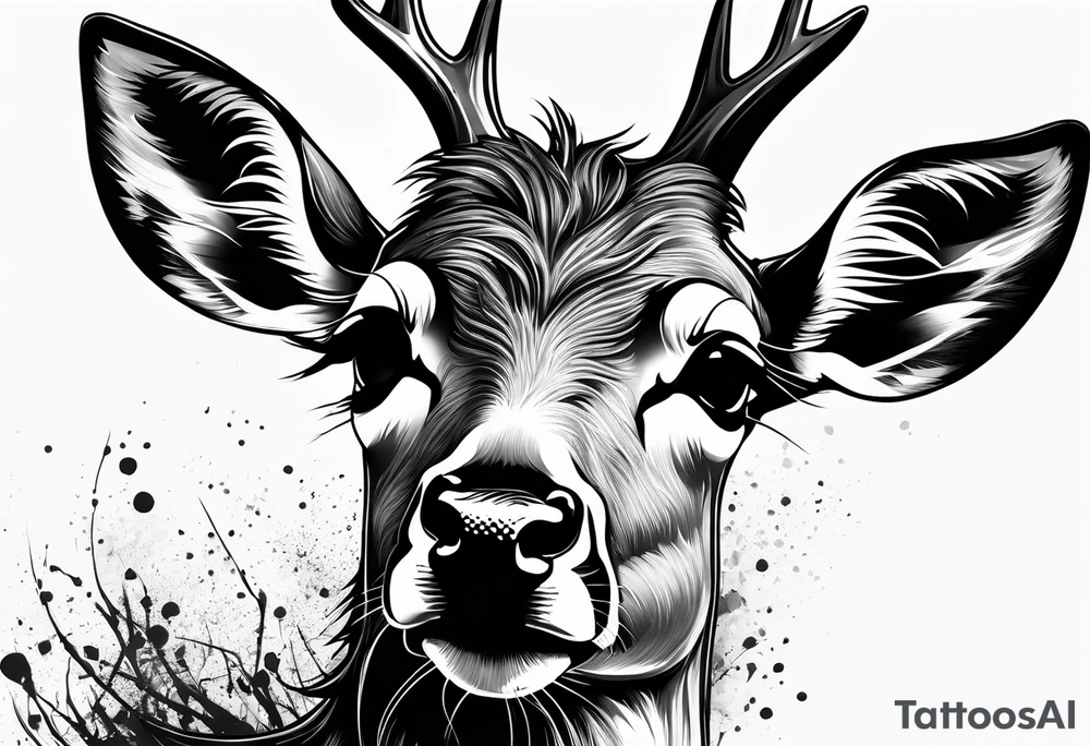 dark themed crying bambi fawn tattoo idea